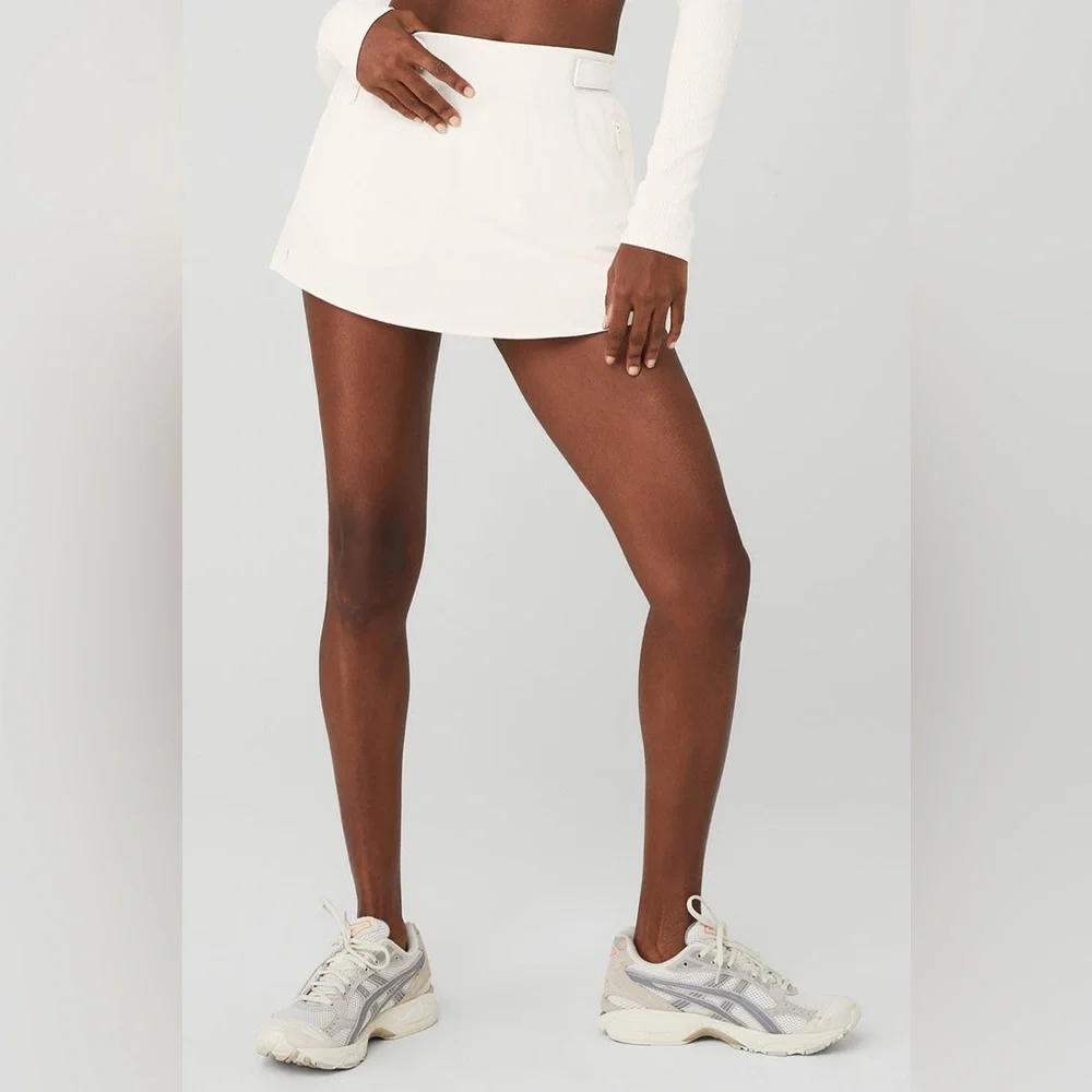 Alo Elevation High Waist Mini Skirt in Ivory White XXS